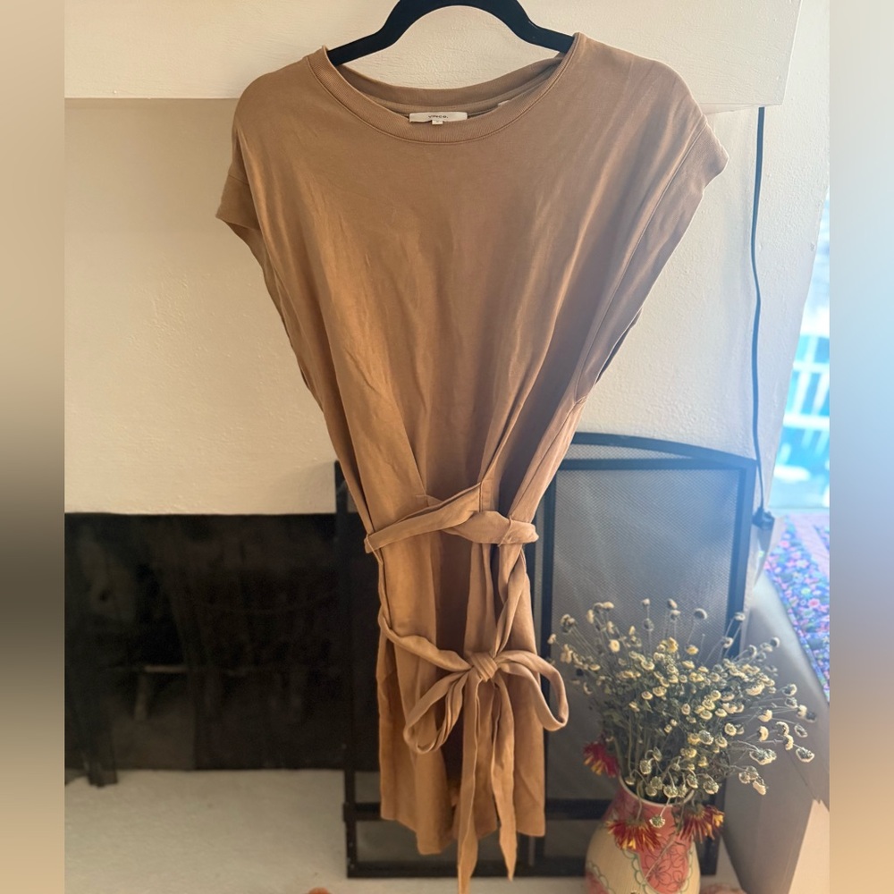 Vince Tan T Shirt Midi Dress with Wrap